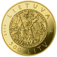500 litų moneta, skirta Lietuvos Didžiosios Kunigaikštystės valdovų rūmams (3500€)