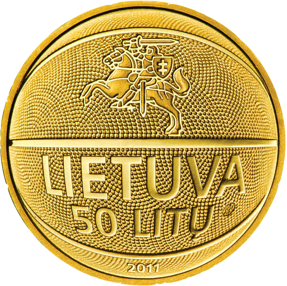 50 litų moneta, skirta krepšiniui (220€)